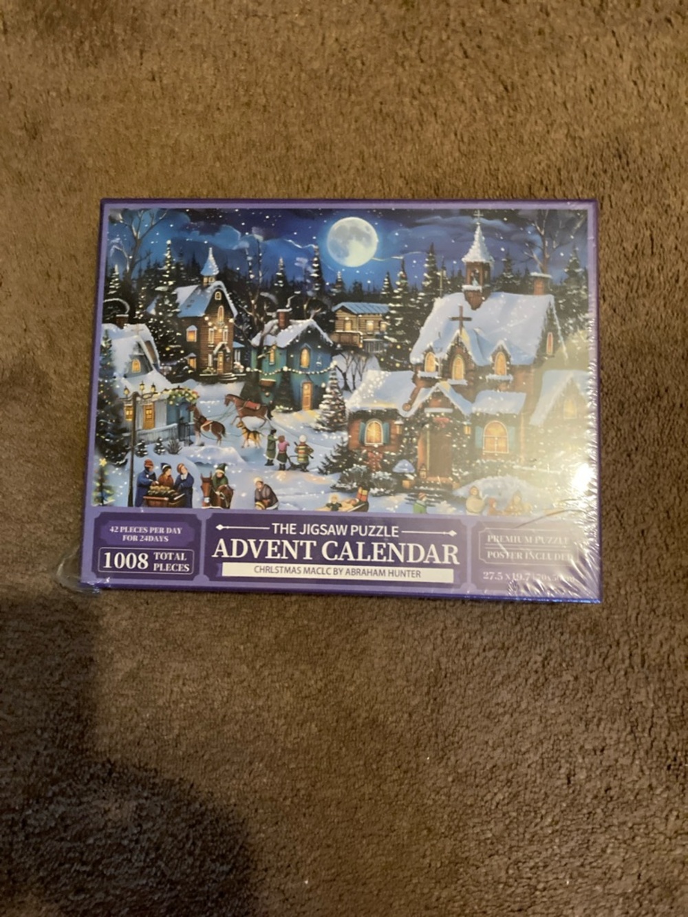 Advent Calendar Jigsaw Puzzle - Purple Snowy Village